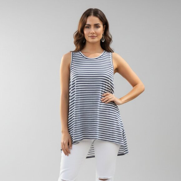 Aritzia Wilfred Free Striped Tank Top Sleeveless White Blue Linen Size XXS - Picture 1 of 11